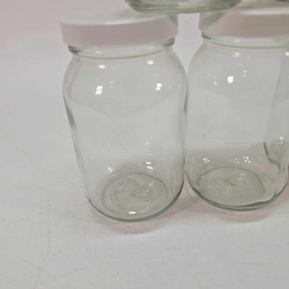 5 Pack 16 Oz Clear Glasd Jars with Plastic Lids Food Storage‎